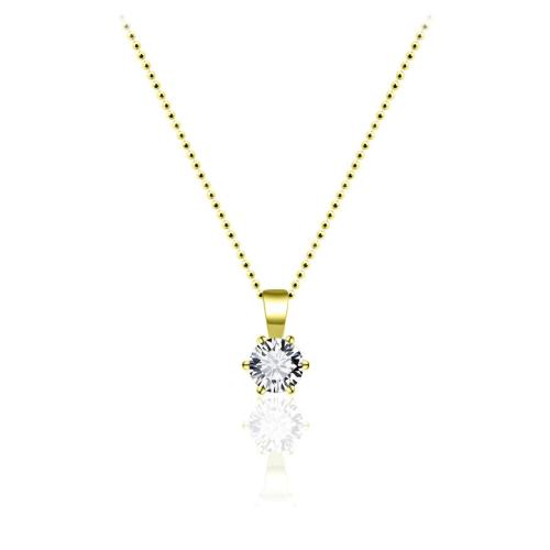 HC Hanger, zilver geel-verguld met zirconia solitair (4mm.) excl. collier - 19380