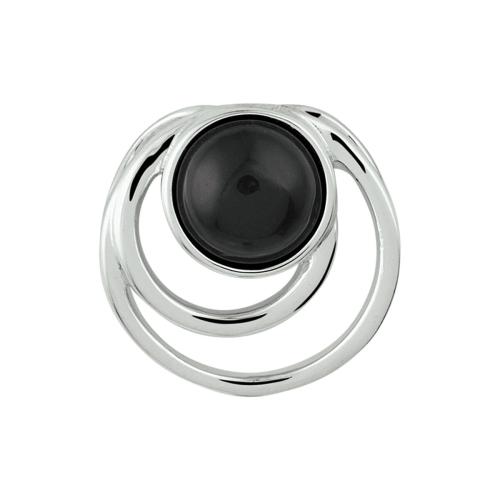 Hanger, zilver gerhodineerd met onyx (13mm.) - 19472