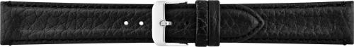 HC Horlogeband, 18mm - zwart - gevuld - met stiksel - echt Buffelleer - 19582