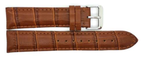 HC Horlogeband, 18mm - L.Bruin - Gevuld - met Stiksel - Alligator print - 19595