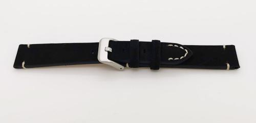 HC Horlogeband, 20 mm - Zwart - Dik Suede - echt Kalfsleer - 19607