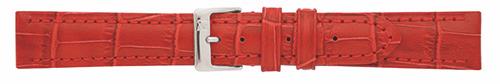 HC Horlogeband, 20 mm - Rood - Gevuld - met Stiksel - Alligator print - 19626