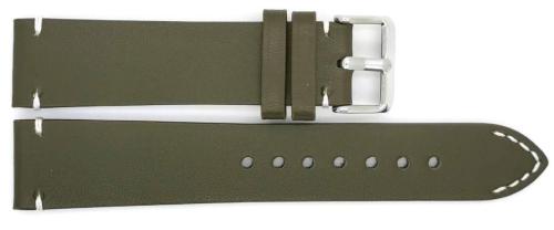 HC Horlogeband, 20 mm - Groen - 3 mm dik - met Stiksel - echt Kalfsleer - 19627