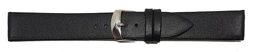 HC Horlogeband, 18mm - zwart - plat - echt Kalfsleer XL - 19681