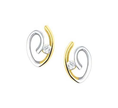 HC Oorknoppen, 14krt.goud met zirconia (9,5x6mm.) - 19692