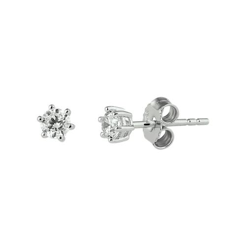 Oorknoppen, 14krt.witgoud met zirconia (3mm.) - 19741