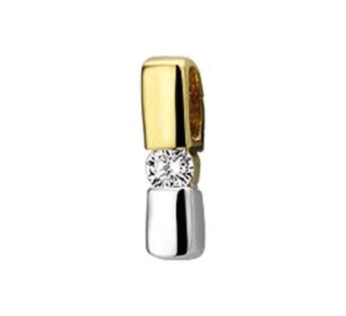 HC Hanger, 14krt.bicolour goud met diamant 0.07ct. (12,5mm.) - 19788