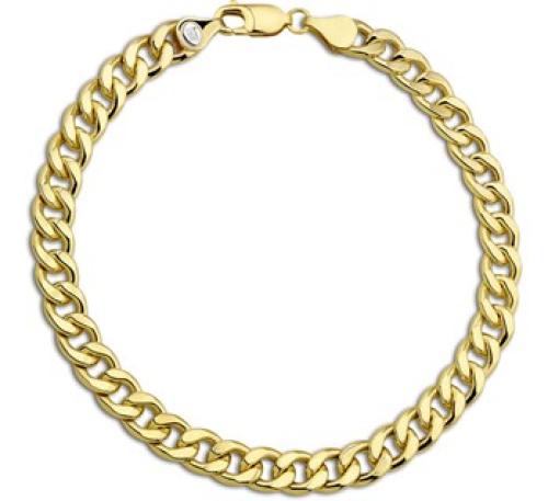Armband, 14krt.goud met massief zilveren kern schakel 6,5 mm. (lengte: 21cm.) - 19792