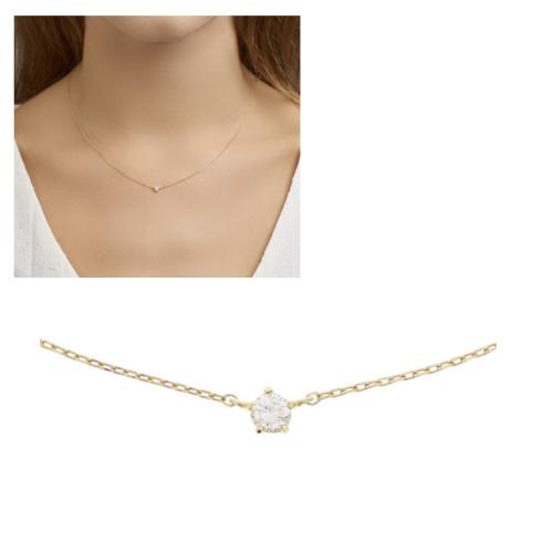 Collier, 14krt.goud ankerschakel 0,8mm.met zirkonia (lengte:40-44cm.) - 19795