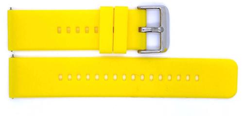 Horlogeband, Geel - 22mm. - Flexibele Silicone band met RVS gesp. - 19902