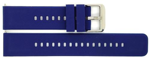 Horlogeband, Navy Blue - 20mm. - Flexibele Silicone band met RVS gesp. - 19907
