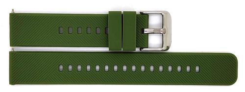Horlogeband, Groen - 20mm. - Flexibele Silicone band met RVS gesp. - 19910
