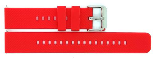 Horlogeband, Rood - 18mm. - Flexibele Silicone band met RVS gesp. - 19912