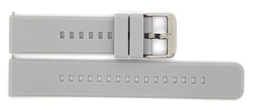 HC Horlogeband, Grijs - 20mm. - Flexibele Silicone band met RVS gesp. - 19919