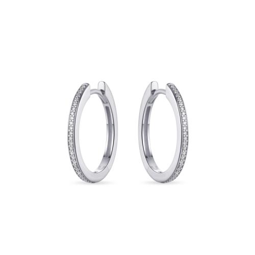 Oorringen, zilver met zirconia (2x20mm.) - 20094