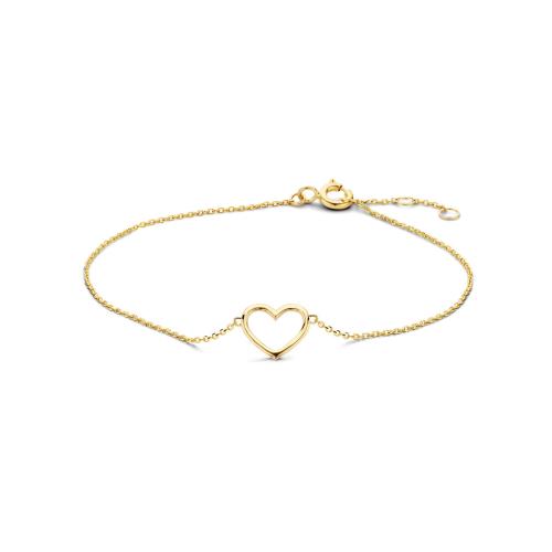 Armband, 14krt.goud hartje (lengte: 16-18cm.) - 20117