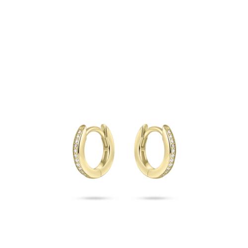 Oorringen, zilver geel verguld met zirconia (2x12mm.) - 20122