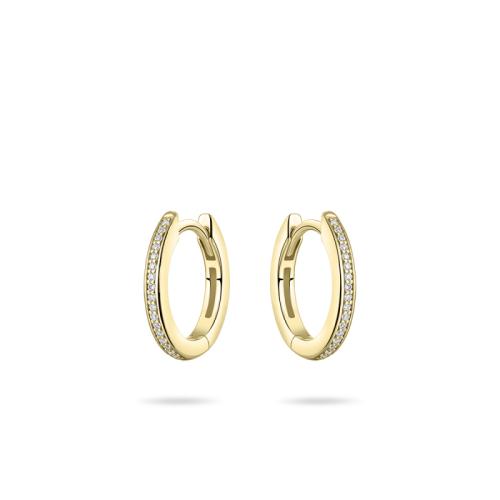 Oorringen, zilver geel verguld met zirconia (2x15m) - 20123