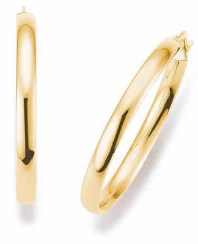 Oorringen, 14krt.goud ovale buis (27x3mm.) - 20246