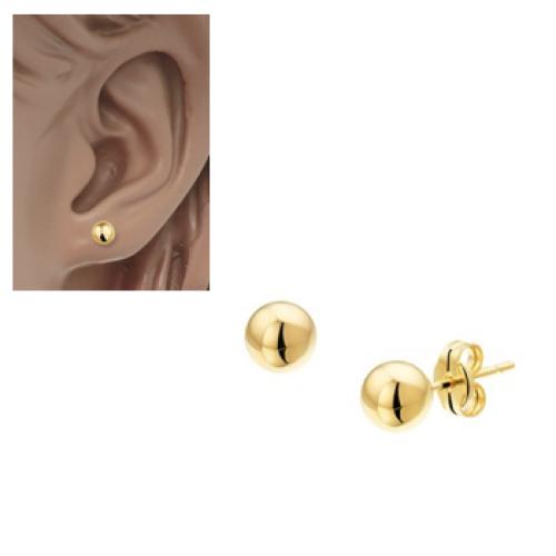 Oorknoppen, 14krt.goud (6mm.) - 20277