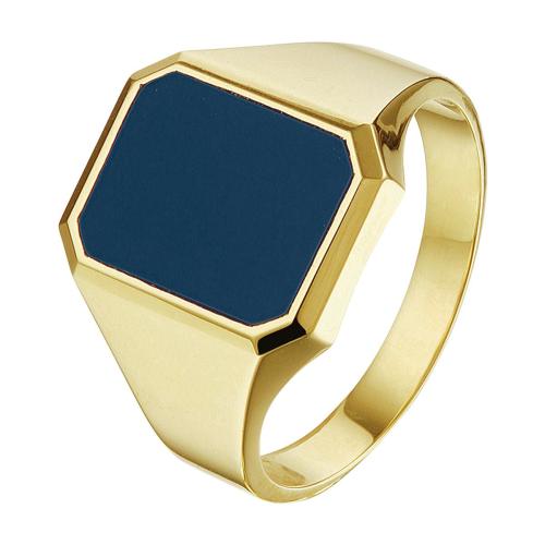 Zegelring, 14krt.goud met blauwe lagensteen 15x12mm.(maat 20,5) - 20293