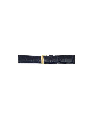 Alligator print calf leather watch strap. Blauw - 20308