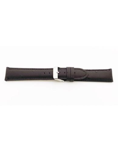 Ostrich print, calf leather watch strap with "cust sides" finished with black paint, independent of the strap color. This watch strap is padded and fitted with a stainless steel buckle. - 20333