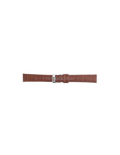 Flat or thin alligator print, calf leather watch strap with stainless steel buckle and soft nubuck lining. - 20338