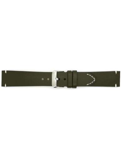 High quality calf leather watch strap made of 2 layers, very flexible and durable. The 3 mm has no padding but thick leather. This strap has an extra heavy buckle and ornamental stitching in white. - 20344