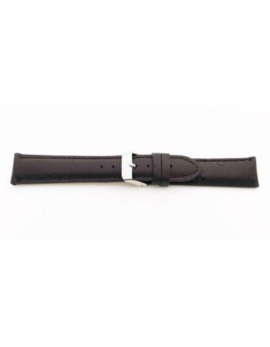 Ostrich print, calf leather watch strap with "cust sides" finished with black paint, independent of the strap color. This watch strap is padded and fitted with a stainless steel buckle. - 20352