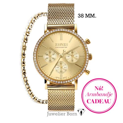 Zinzi  Dameshorloge, model Chrono ZIW1610. Goudkleurig (36mm). Incl. gratis armbandje t.w.v. 29,95 - 20355