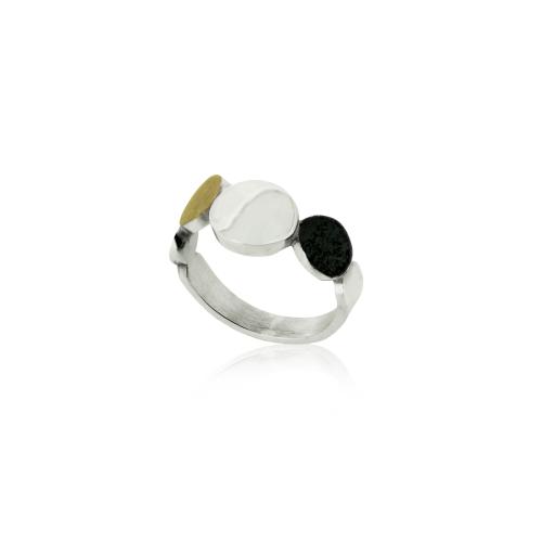 AUDAR Ring, model 1872 zilver met 18 krt goud (maat 54) - 20360
