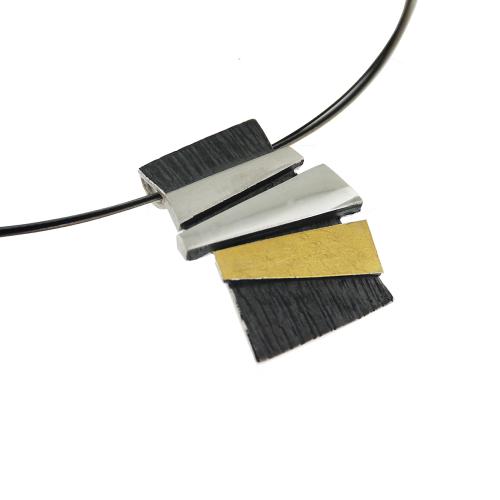 AUDAR Collier met hanger, model 1853 zilver met 18 krt goud 25x34mm. (lengte:45cm.) - 20362