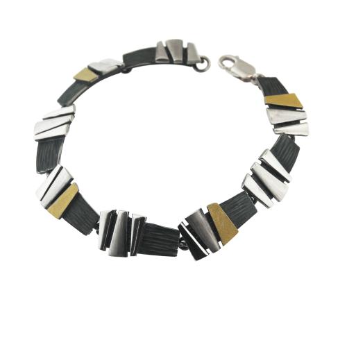 AUDAR Armband, model 1853 zilver met 18 krt goud (lengte 19,5cm) - 20370