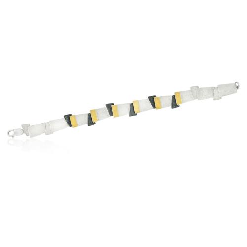 AUDAR Armband, model 1800 zilver met 18 krt goud (lengte 18cm) - 20379