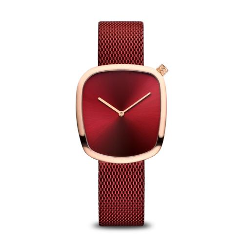 Bering Dameshorloge Quartz, model 18034-363 Pebble, kleurCerise (34mm) - 20399
