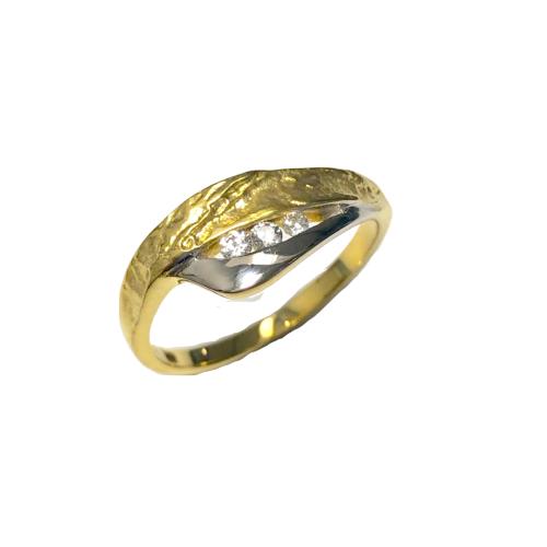 Ring, 14krt.bicolour goud met zirconia (maat 56) - 20418