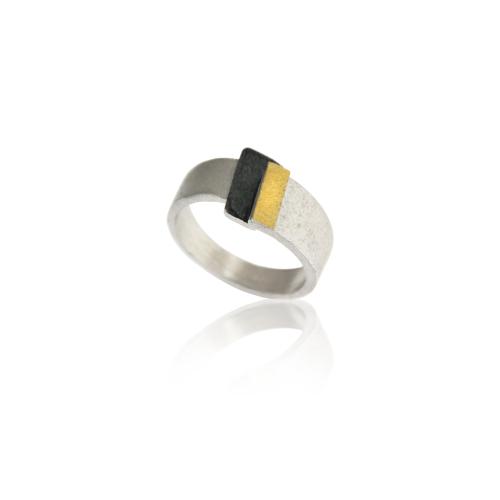 AUDAR Ring, model 1800 zilver met 18 krt.goud (maat 56) - 20445
