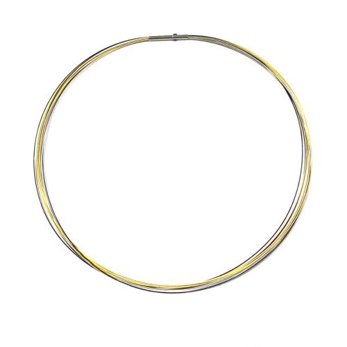 Collier, edelstaal tricolour met druksluiting (42cm.) - 20458