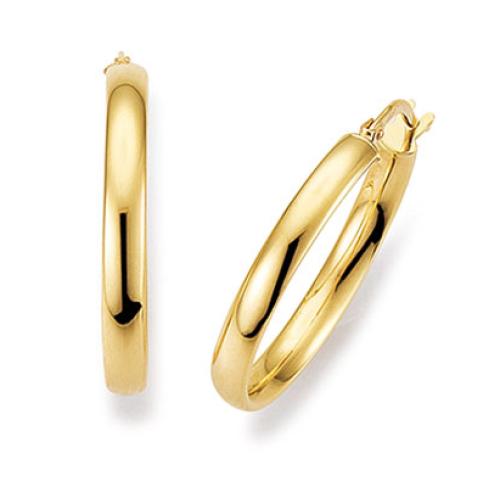 Oorringen, 14krt.goud ovale buis (22x3mm.) - 20505