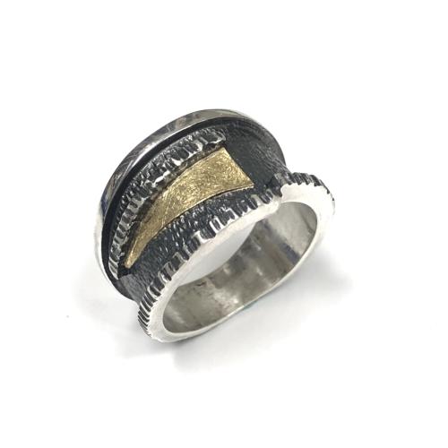 AUDAR Ring, model 1932 zilver met 18 krt goud (maat 58) - 20538