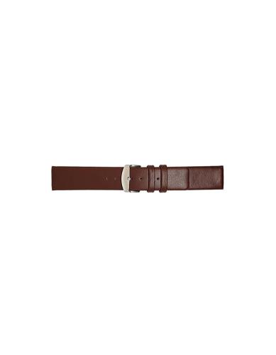 Plain soft calf leather watch strap PARALLEL (so not descending) with stainless steel buckle and soft nubuck lining. - 20543