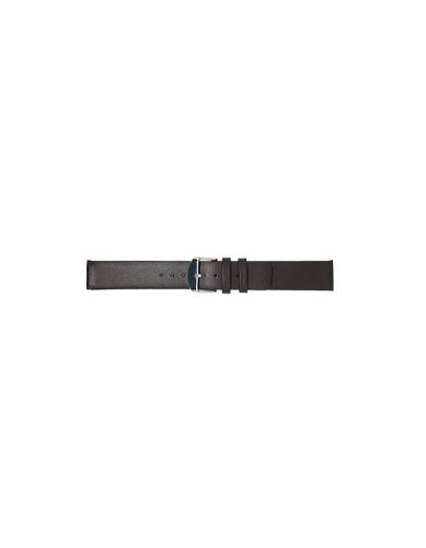 Plain soft calf leather watch strap PARALLEL (so not descending) with stainless steel buckle and soft nubuck lining. - 20544