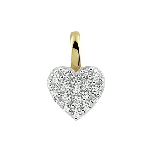 Hanger, 14krt.goud hart met zirconia (10mm.) - 20595