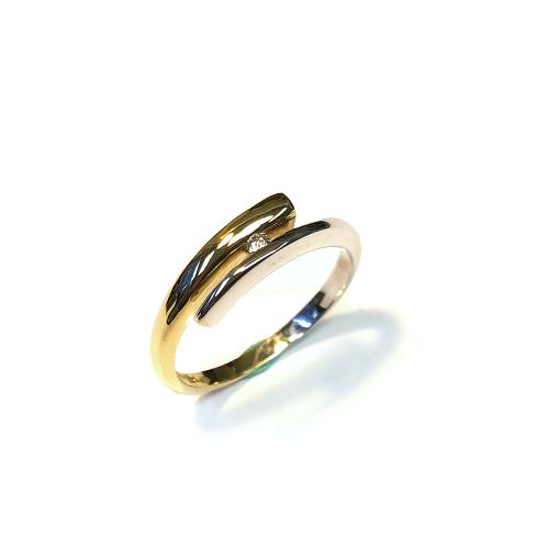 Eclat Ring, 14krt.bicolor goud met 0.03ct. diamant (maat 17,5) - 20644