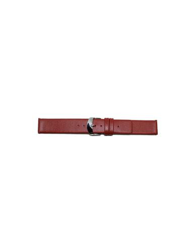 Plain soft calf leather watch strap PARALLEL (so not descending) with stainless steel buckle and soft nubuck lining. - 20654
