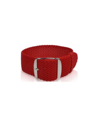 Perlon watch strap with steel buckle. Rood - 20725