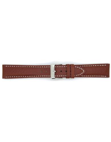 Genuine dark brown calf leather neck watch strap with wite stitching and smooth black lining. - 20738