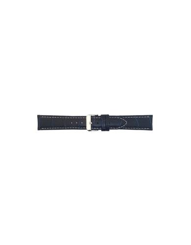 Alligator print calf leather watch strap, mat. Blauw - 20907