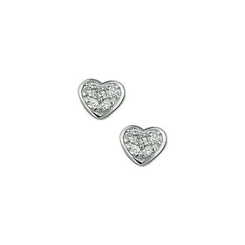Oorknoppen, zilver gerhodineerd hart/zirconia - 20920